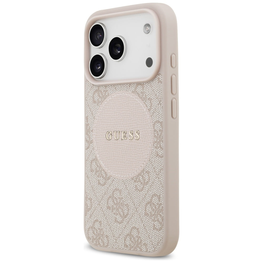 Husa MagSafe pentru Apple iPhone 17 Pro, Guess, 4G Circle Classic Logo, Roz