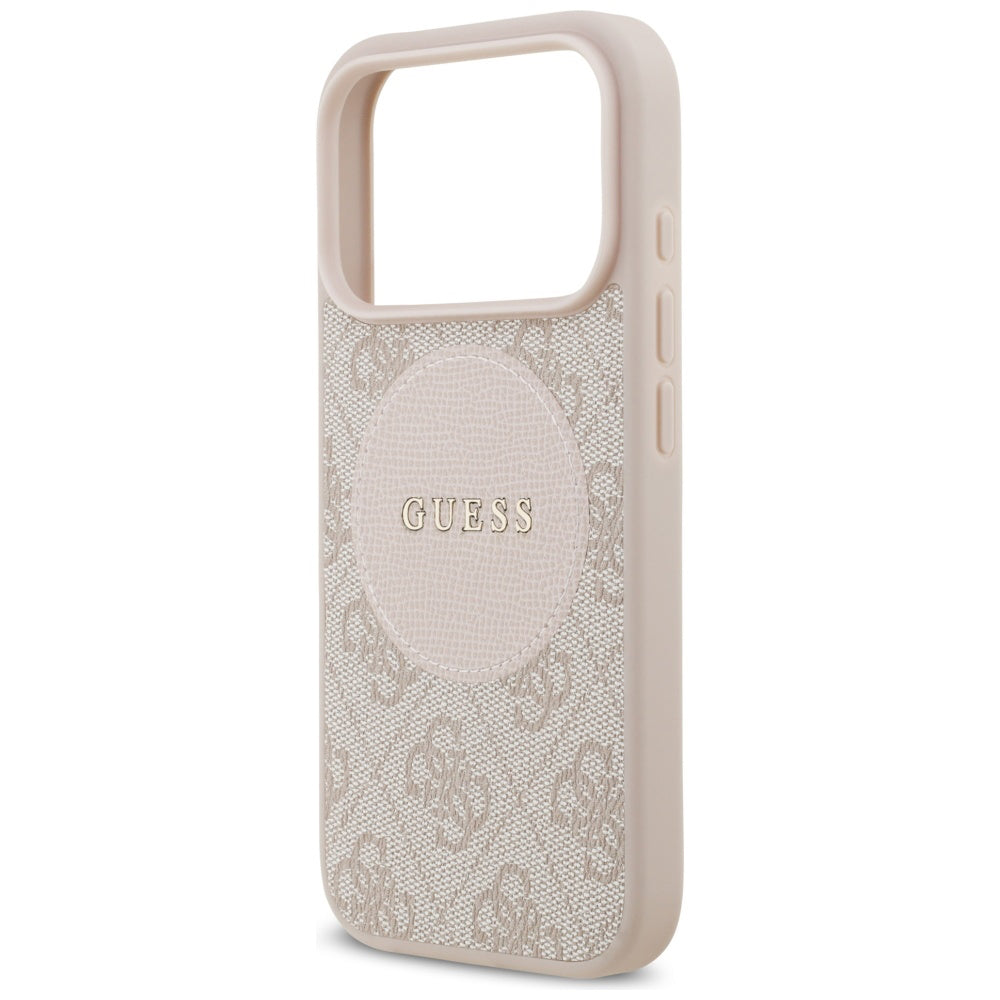 Husa MagSafe pentru Apple iPhone 17 Pro, Guess, 4G Circle Classic Logo, Roz