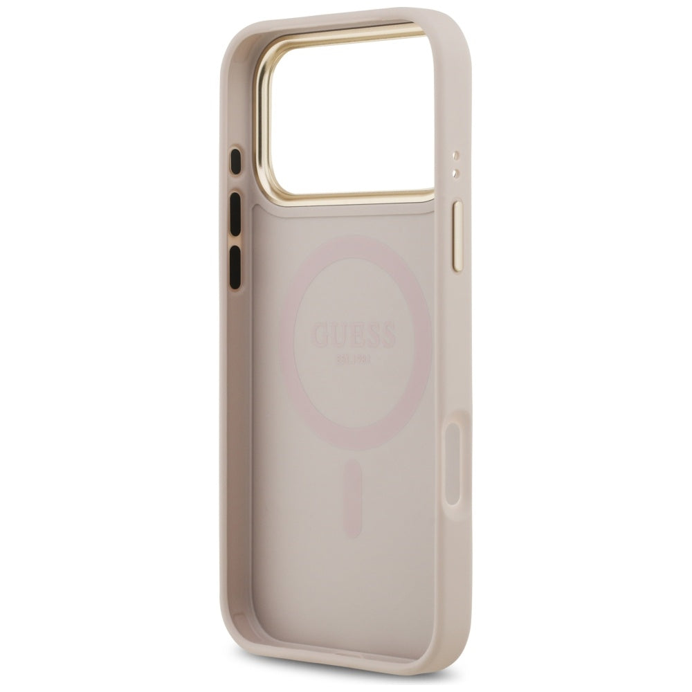Husa MagSafe pentru Apple iPhone 17 Pro, Guess, 4G Classic, Roz