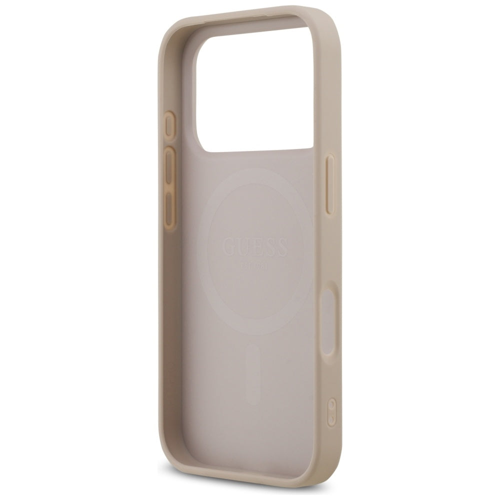 Husa MagSafe pentru Apple iPhone 17 Pro, Guess, 4G Printed Stripes, Roz