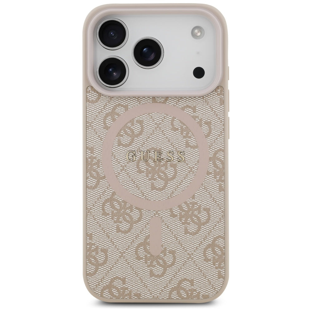 Husa MagSafe pentru Apple iPhone 17 Pro, Guess, 4G Ring Classic Logo, Roz