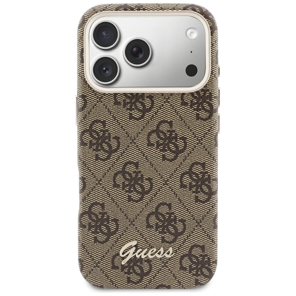 Husa MagSafe pentru Apple iPhone 17 Pro, Guess, 4G Script Logo, Maro
