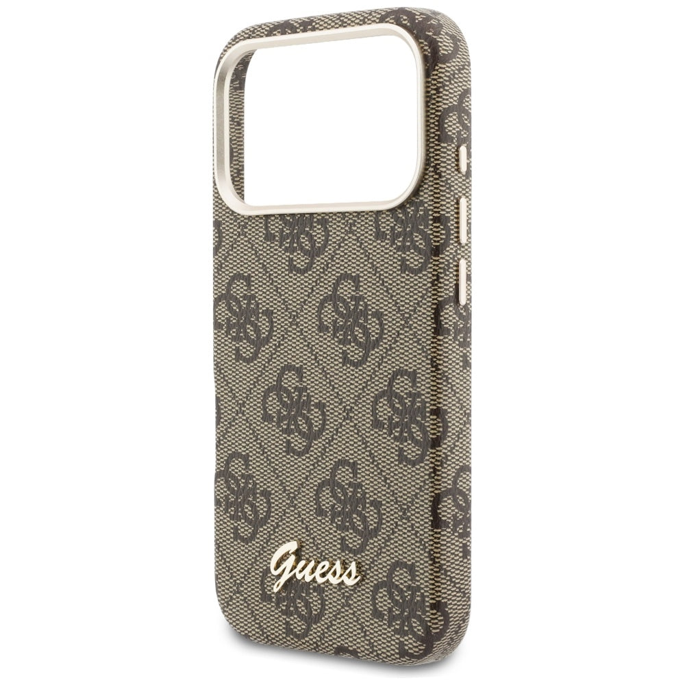 Husa MagSafe pentru Apple iPhone 17 Pro, Guess, 4G Script Logo, Maro
