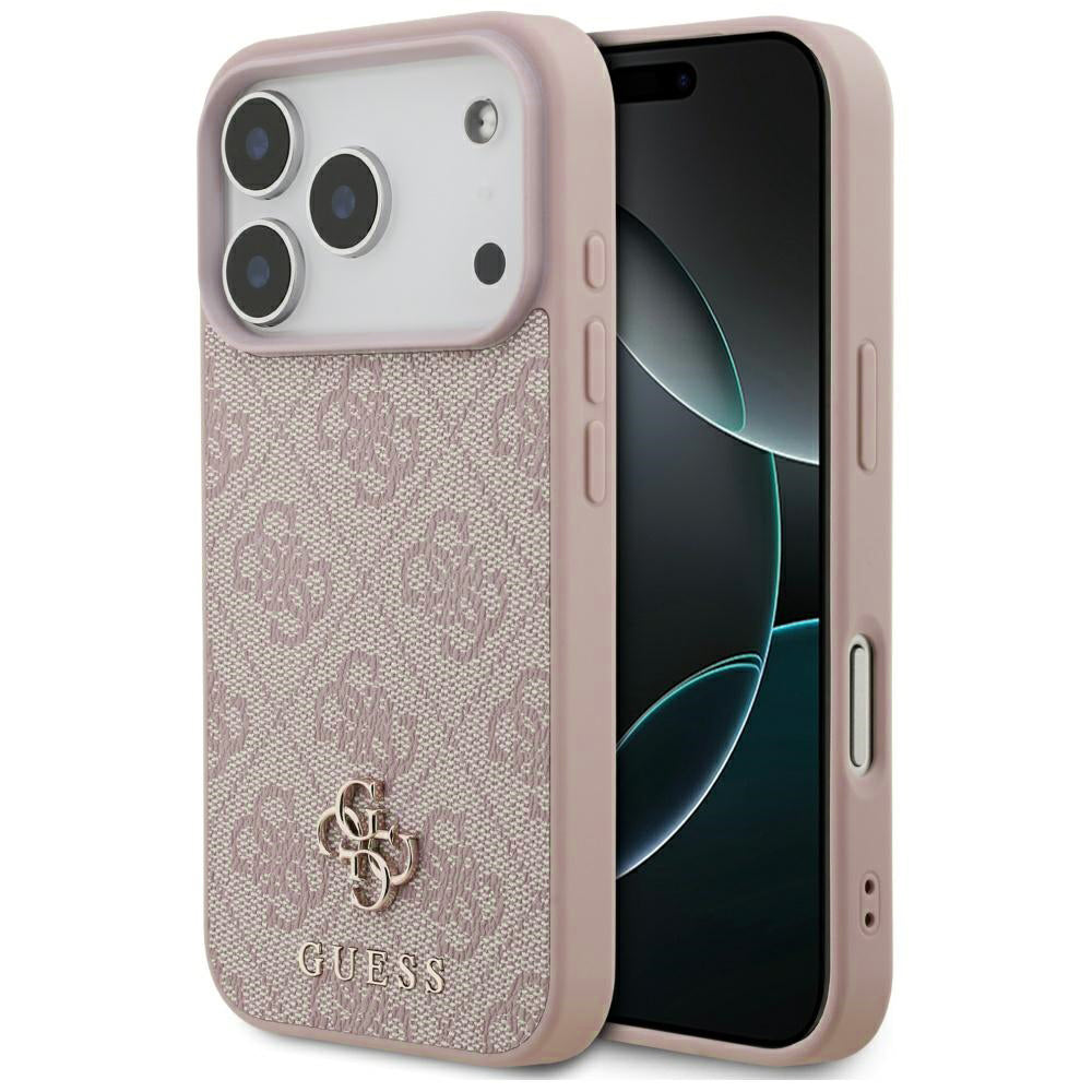 Husa MagSafe pentru Apple iPhone 17 Pro, Guess, 4G Small and Classic Logo, Roz