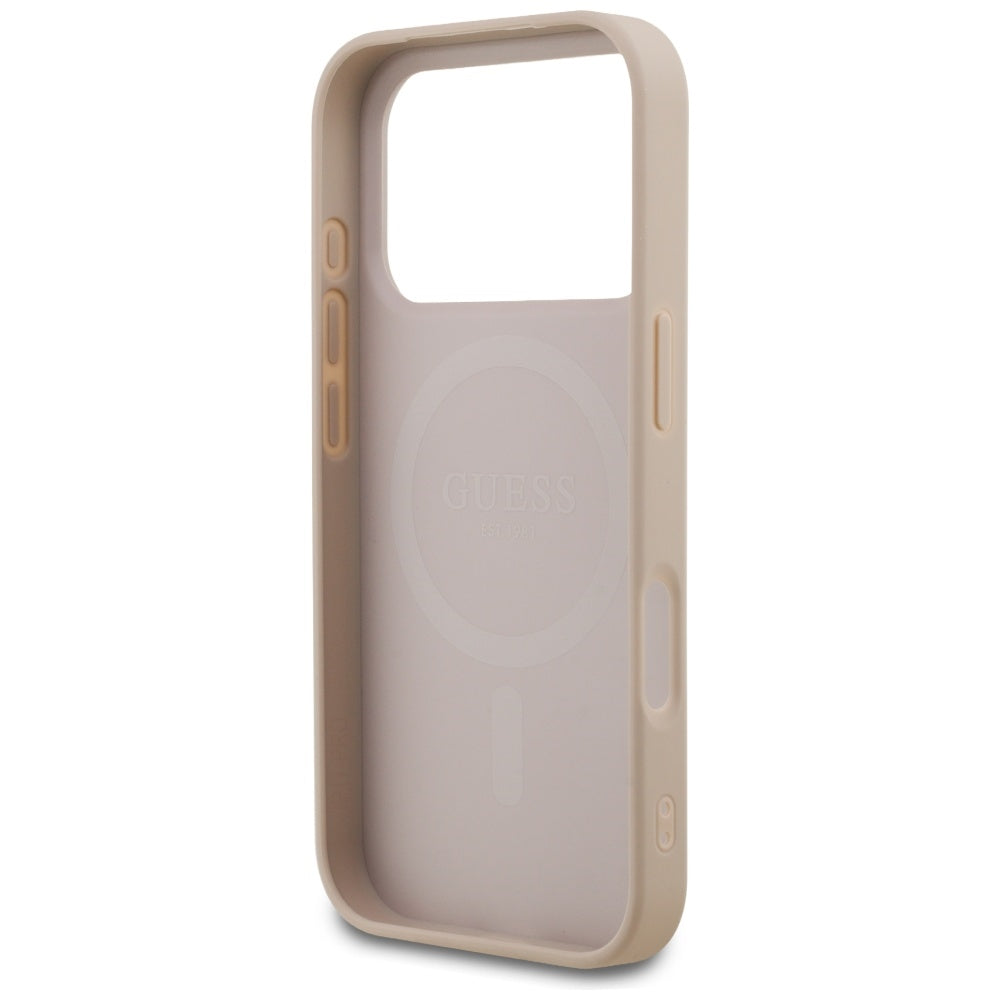 Husa MagSafe pentru Apple iPhone 17 Pro, Guess, 4G Small and Classic Logo, Roz