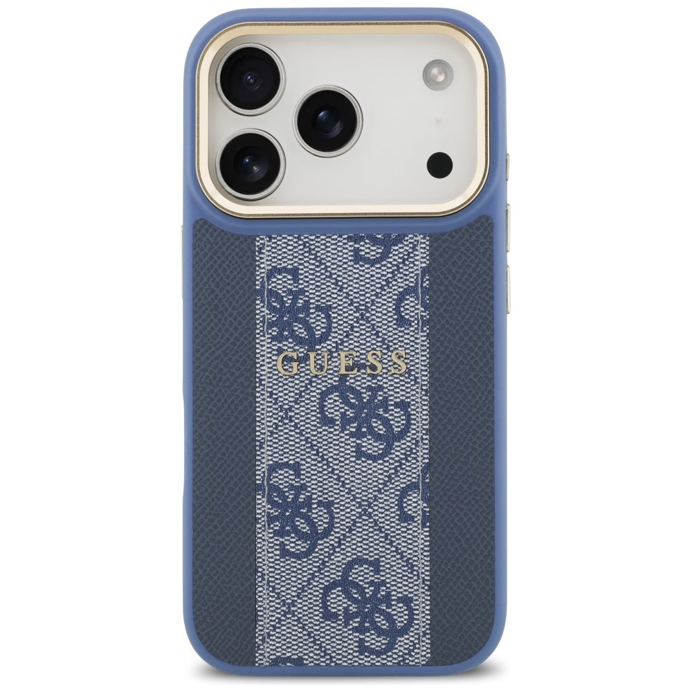 Husa MagSafe pentru Apple iPhone 17 Pro, Guess, 4G Stripe, Albastra