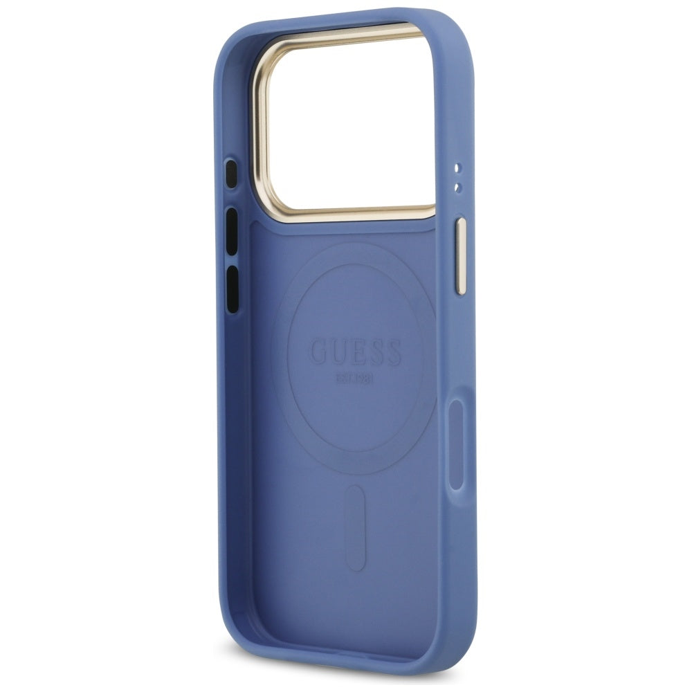 Husa MagSafe pentru Apple iPhone 17 Pro, Guess, 4G Stripe, Albastra