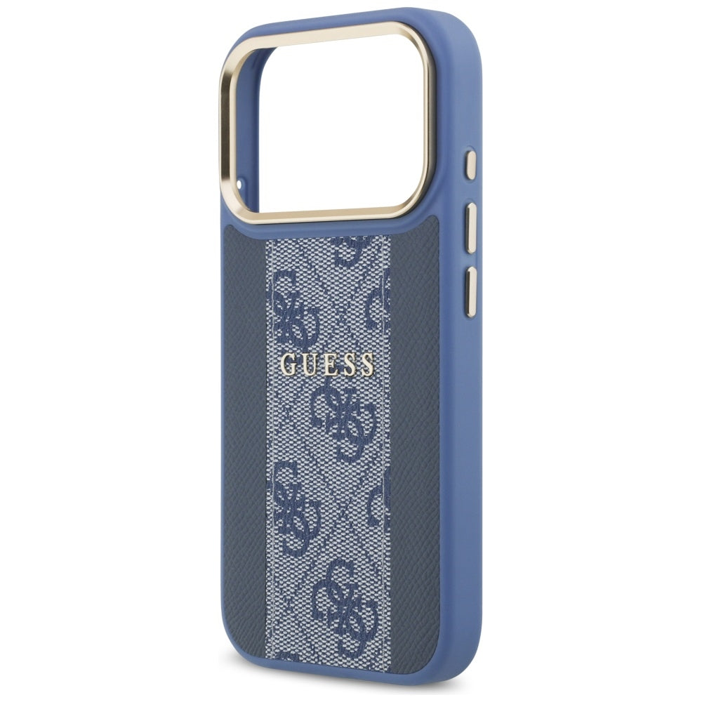 Husa MagSafe pentru Apple iPhone 17 Pro, Guess, 4G Stripe, Albastra