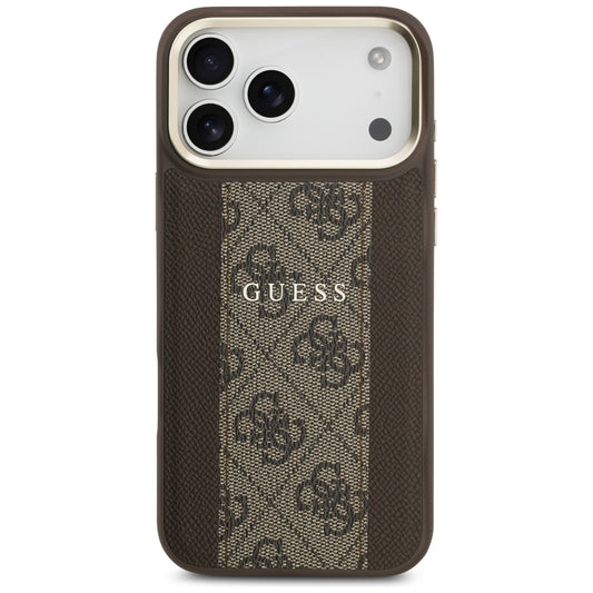 Husa MagSafe pentru Apple iPhone 17 Pro, Guess, 4G Stripe, Maro