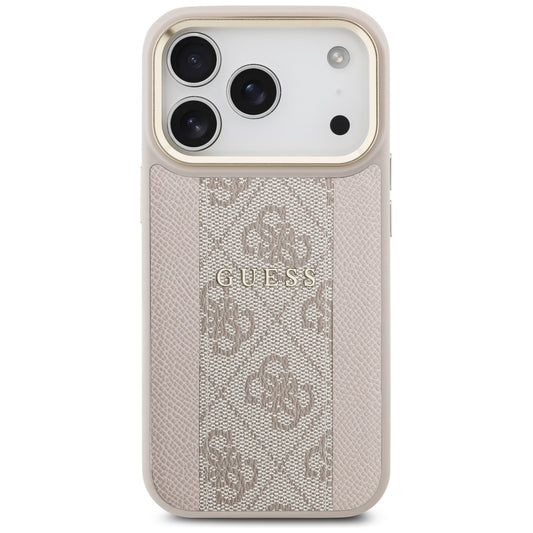 Husa MagSafe pentru Apple iPhone 17 Pro, Guess, 4G Stripe, Roz