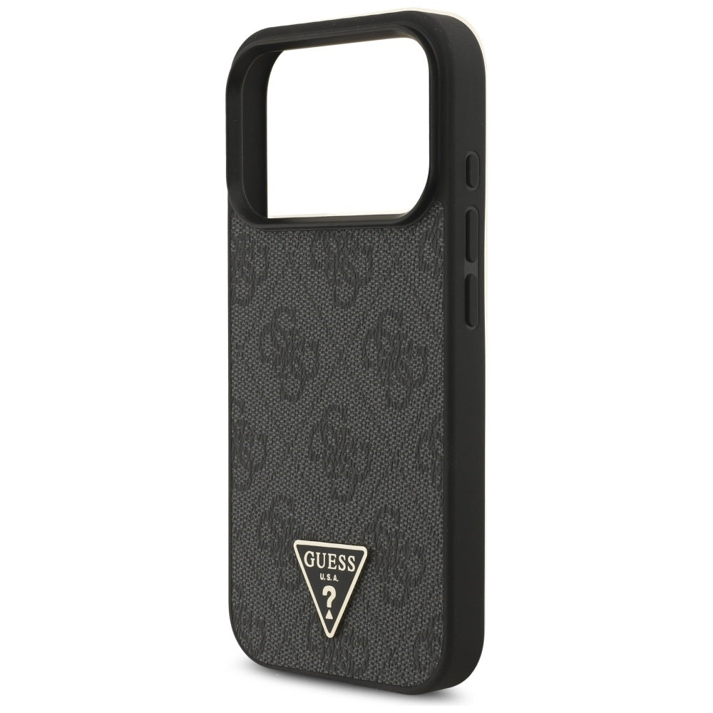 Husa MagSafe pentru Apple iPhone 17 Pro, Guess, 4G Triangle Logo with Cord Strap, Neagra