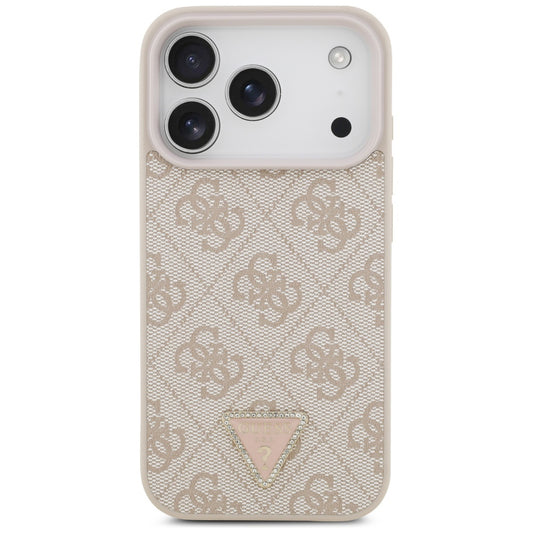 Husa MagSafe pentru Apple iPhone 17 Pro, Guess, 4G Triangle Strass, Roz