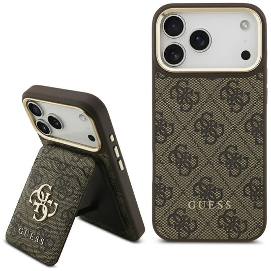 Husa MagSafe pentru Apple iPhone 17 Pro, Guess, Cardslot 4G, Maro