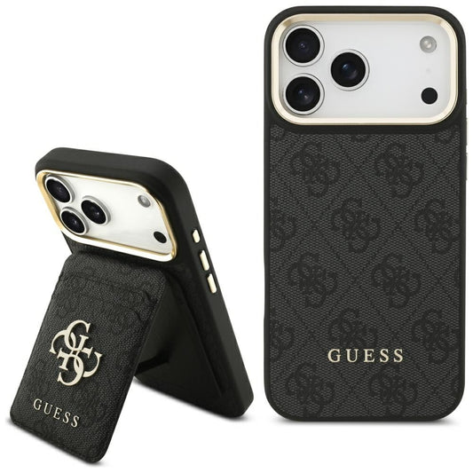 Husa MagSafe pentru Apple iPhone 17 Pro, Guess, Cardslot 4G, Neagra