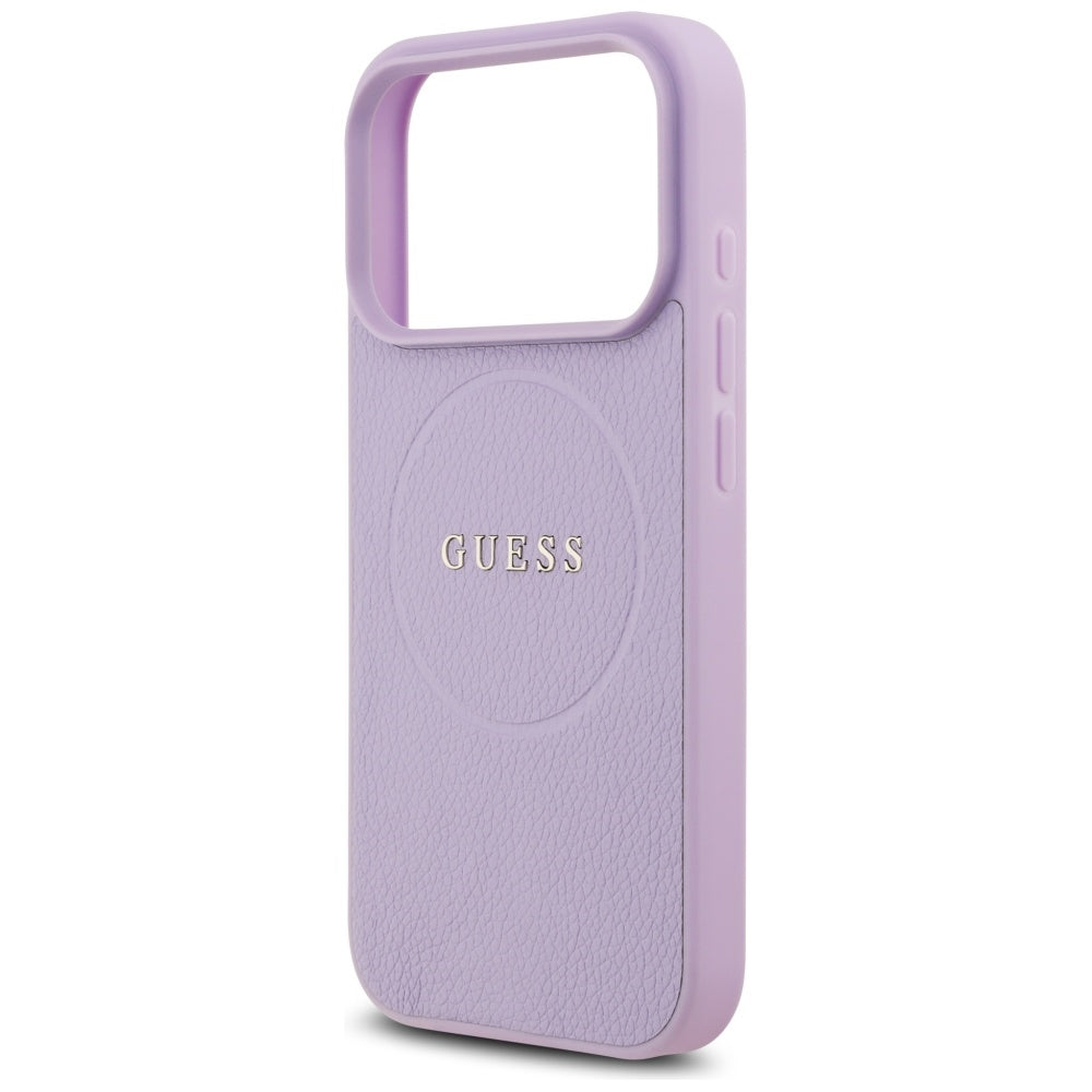 Husa MagSafe pentru Apple iPhone 17 Pro, Guess, Grained Gold Ring, Roz