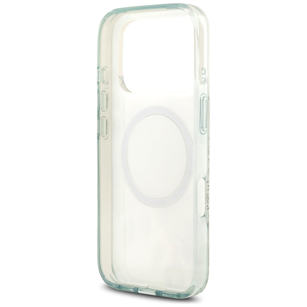 Husa MagSafe pentru Apple iPhone 17 Pro, Guess, IML Flower and Tonal Circle , Verde