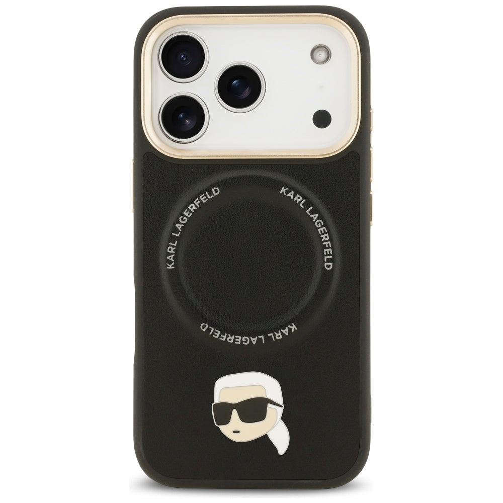 Husa MagSafe pentru Apple iPhone 17 Pro, Karl Lagerfeld, Big Strap Karl Metal Logo, Neagra