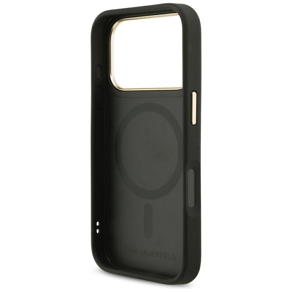 Husa MagSafe pentru Apple iPhone 17 Pro, Karl Lagerfeld, Big Strap Karl Metal Logo, Neagra