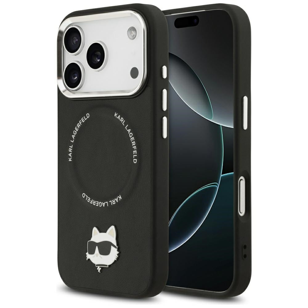 Husa MagSafe pentru Apple iPhone 17 Pro, Karl Lagerfeld, Choupette Pin, Neagra