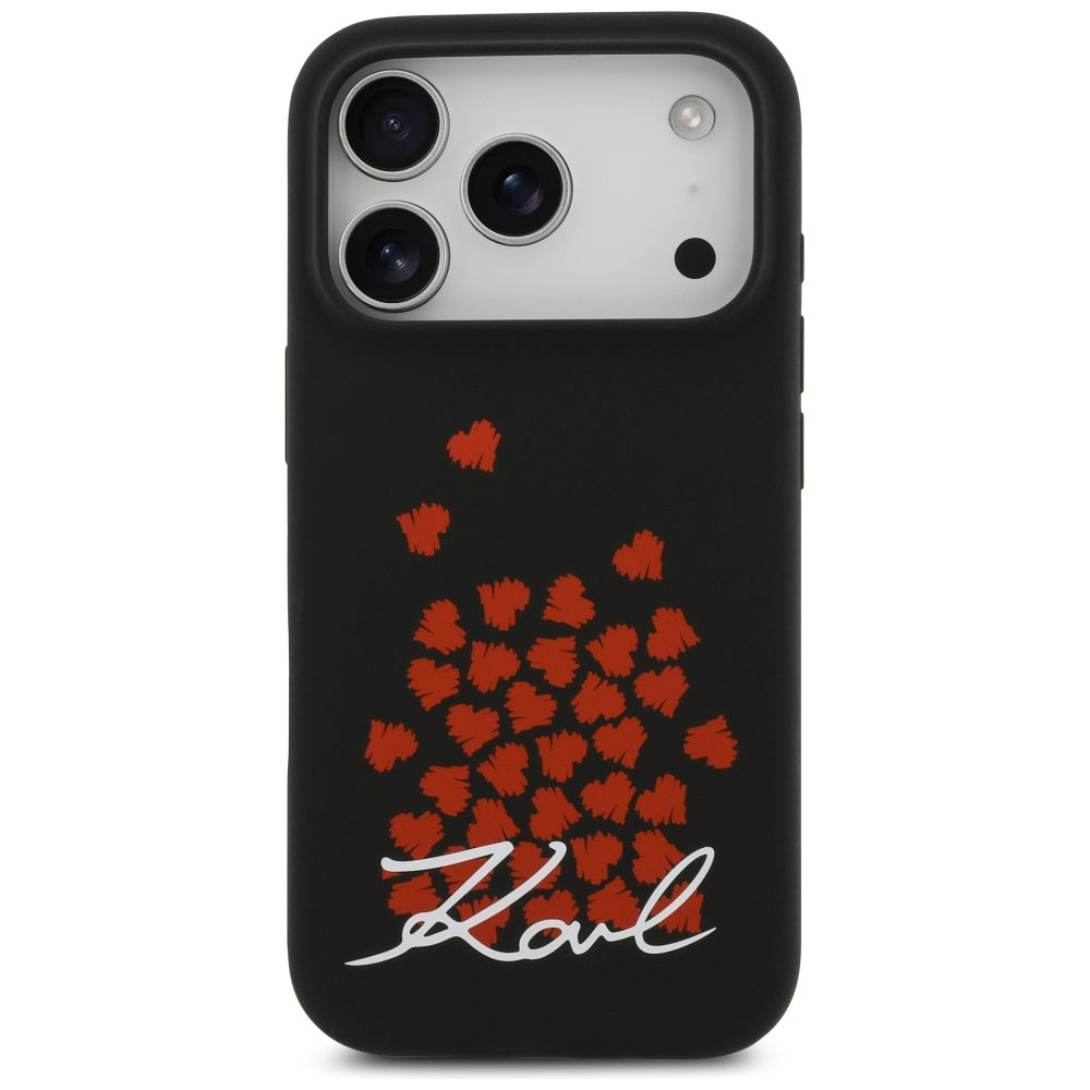 Husa MagSafe pentru Apple iPhone 17 Pro, Karl Lagerfeld, Heart Sign Logo, Neagra