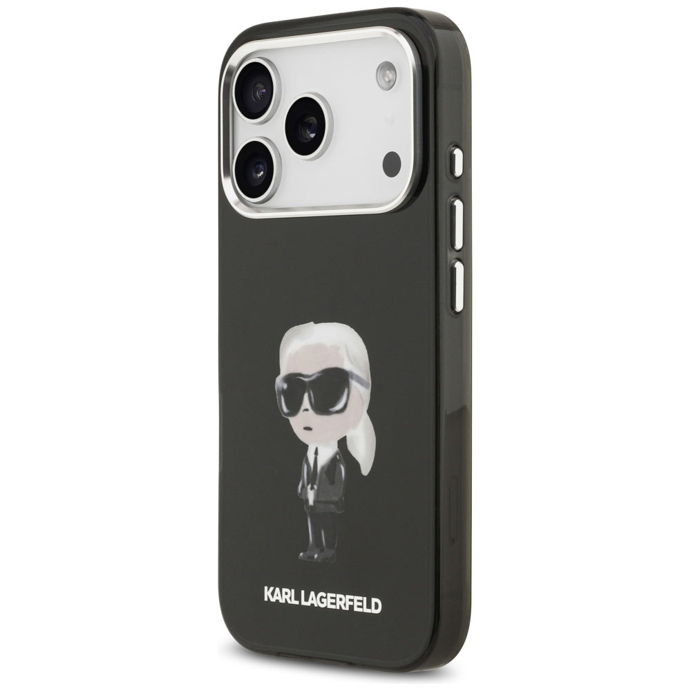 Husa MagSafe pentru Apple iPhone 17 Pro, Karl Lagerfeld, IML Aquarelle Karl Ikonik, Neagra