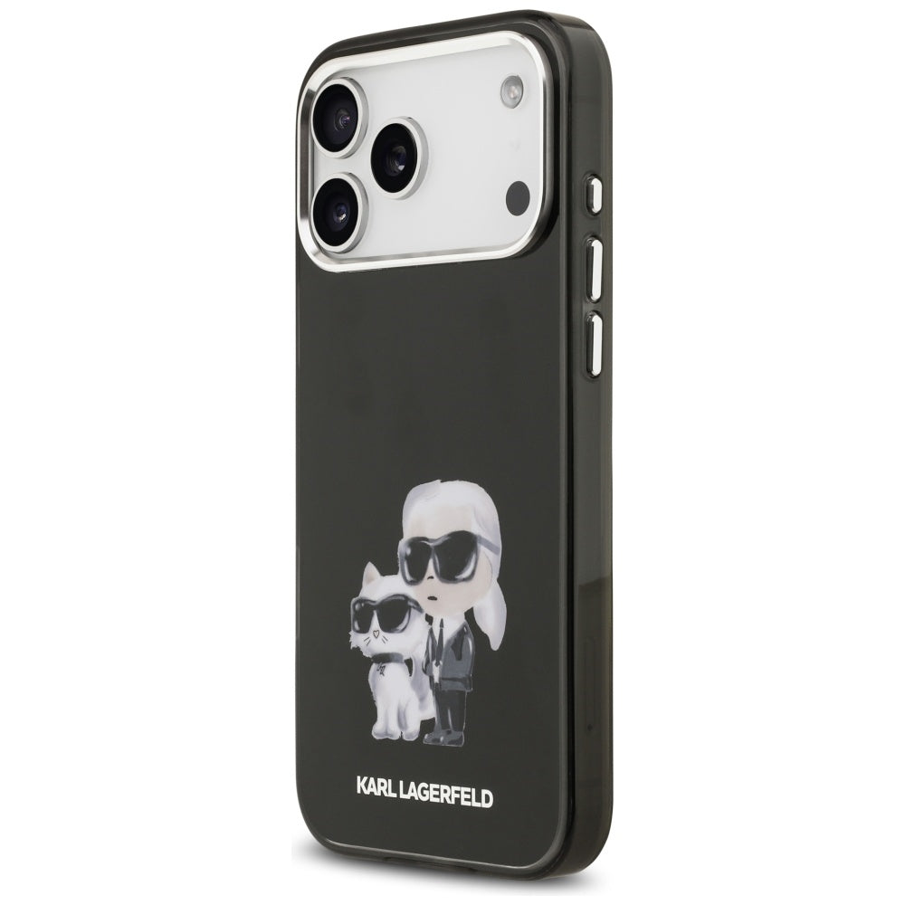 Husa MagSafe pentru Apple iPhone 17 Pro, Karl Lagerfeld, IML Aquarelle Logo Karl & Choupette, Neagra