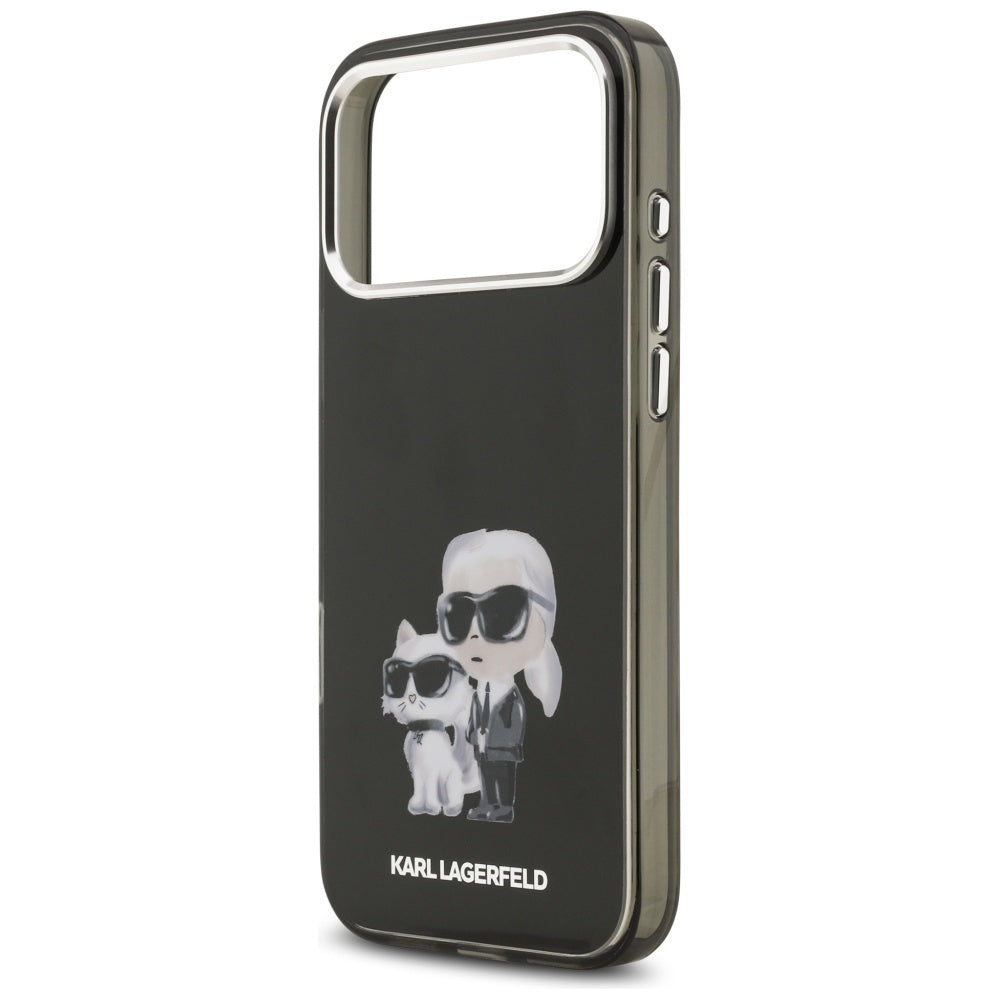 Husa MagSafe pentru Apple iPhone 17 Pro, Karl Lagerfeld, IML Aquarelle Logo Karl & Choupette, Neagra