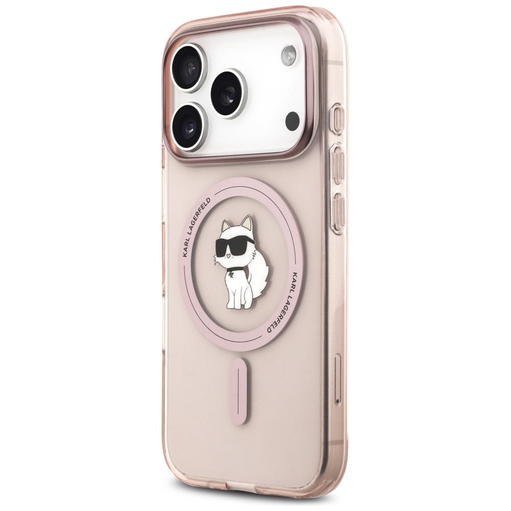 Husa MagSafe pentru Apple iPhone 17 Pro, Karl Lagerfeld, IML Choupette, Roz