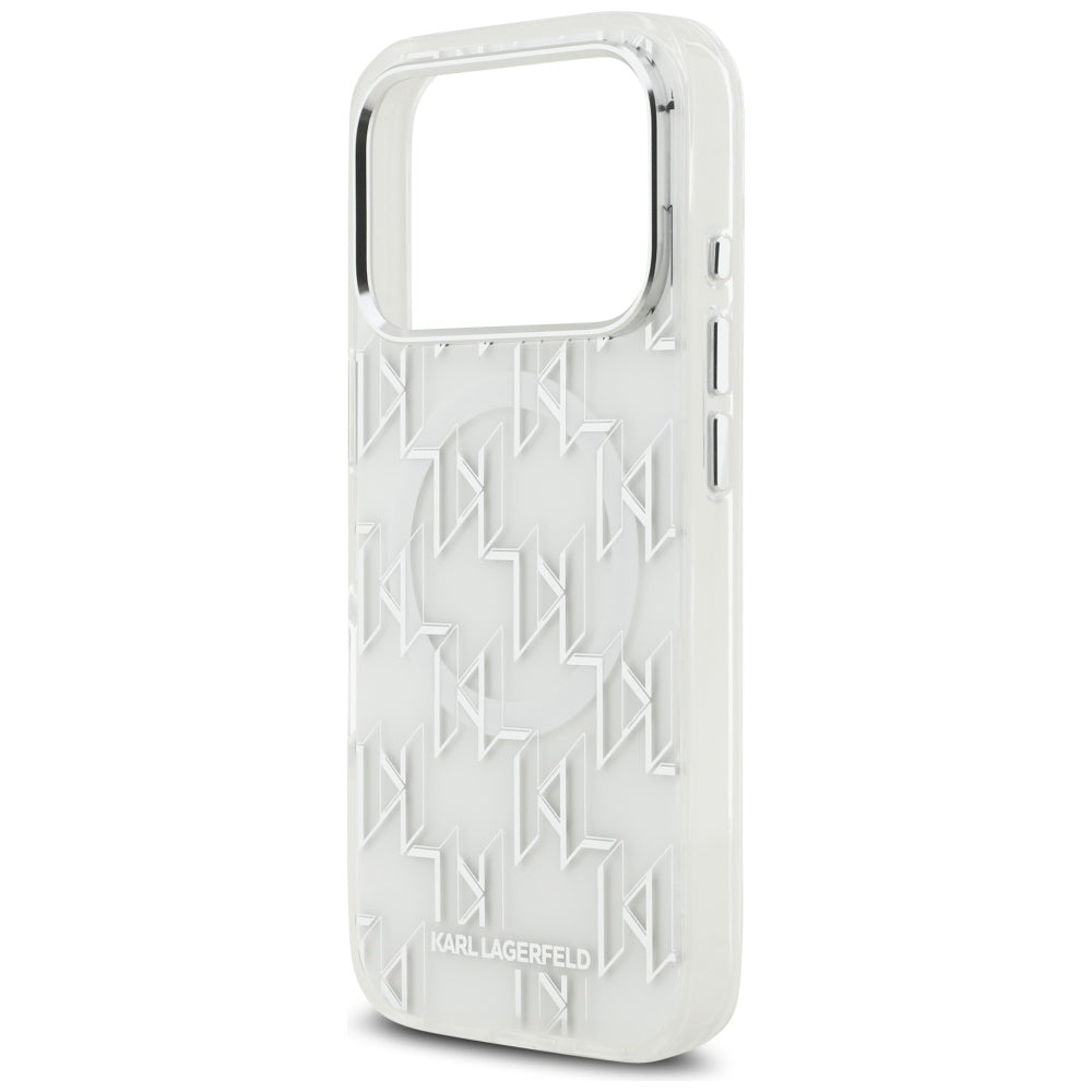 Husa MagSafe pentru Apple iPhone 17 Pro, Karl Lagerfeld, IML KL Monogram, Alba