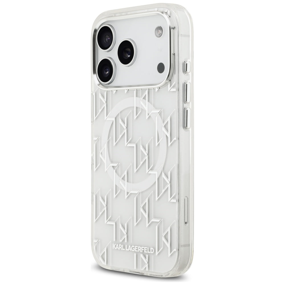 Husa MagSafe pentru Apple iPhone 17 Pro, Karl Lagerfeld, IML KL Monogram, Alba