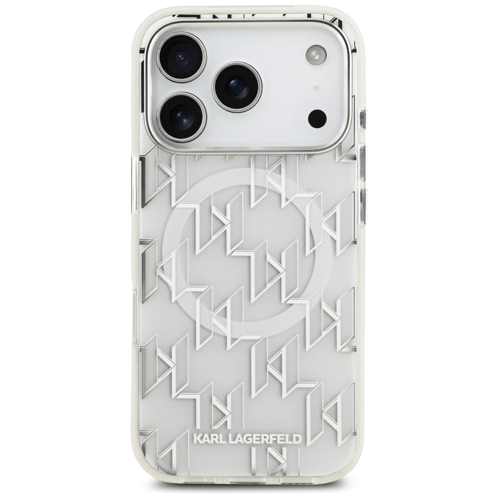 Husa MagSafe pentru Apple iPhone 17 Pro, Karl Lagerfeld, IML KL Monogram, Alba