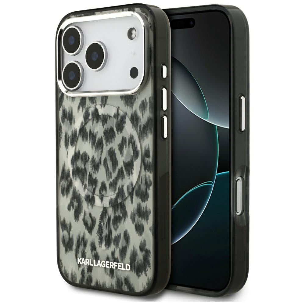 Husa MagSafe pentru Apple iPhone 17 Pro, Karl Lagerfeld, IML Leopard Pattern, Maro