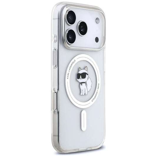 Husa MagSafe pentru Apple iPhone 17 Pro, Karl Lagerfeld, IML Logo Choupette, Transparenta