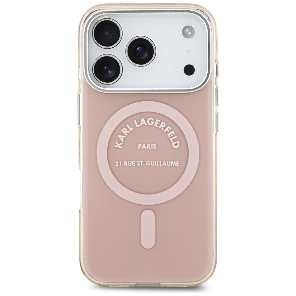 Husa MagSafe pentru Apple iPhone 17 Pro, Karl Lagerfeld, IML Logo RSG, Roz