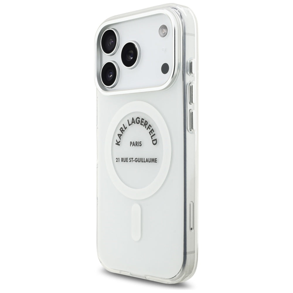 Husa MagSafe pentru Apple iPhone 17 Pro, Karl Lagerfeld, IML Logo RSG, Transparenta
