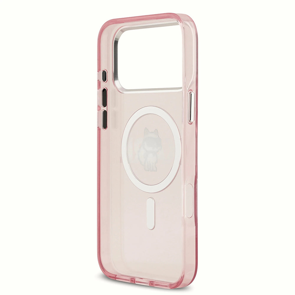 Husa MagSafe pentru Apple iPhone 17 Pro, Karl Lagerfeld, IML Sketch Logo Choupette, Roz