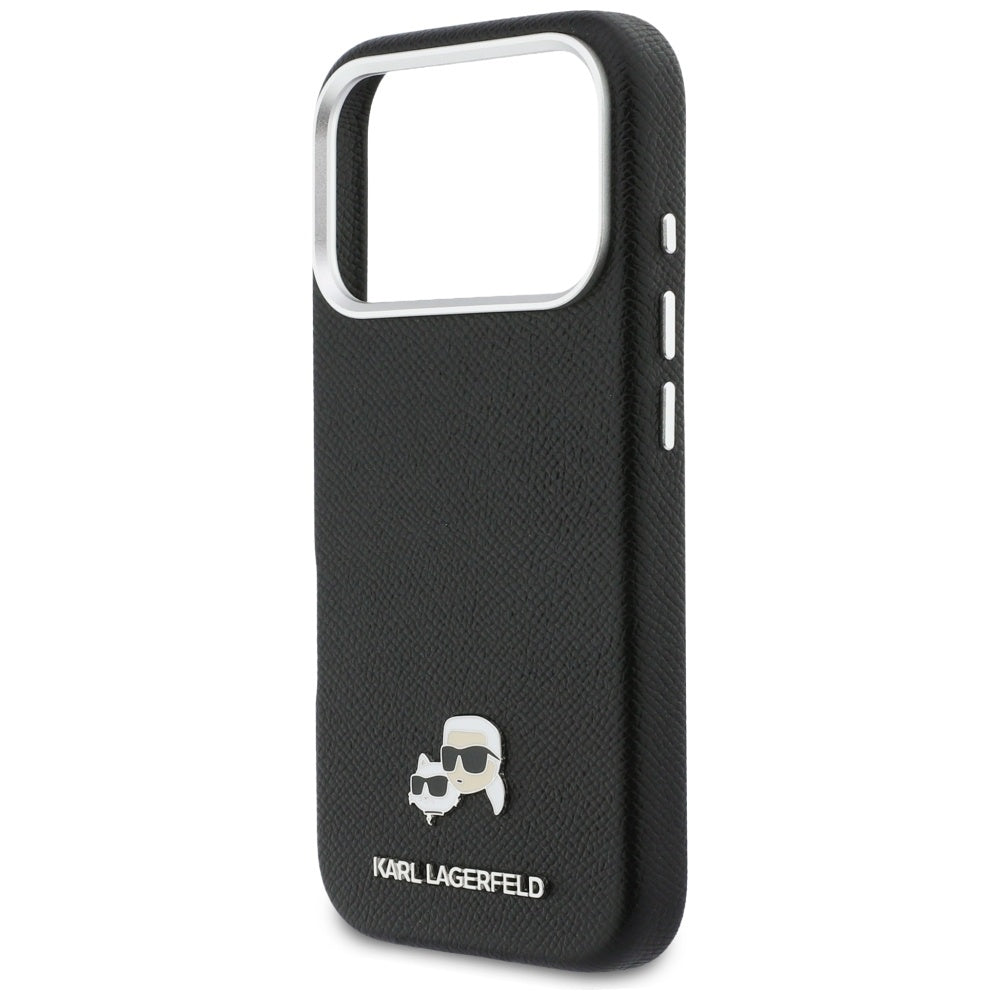 Husa MagSafe pentru Apple iPhone 17 Pro, Karl Lagerfeld, Karl & Choupette Head's Pin, Neagra