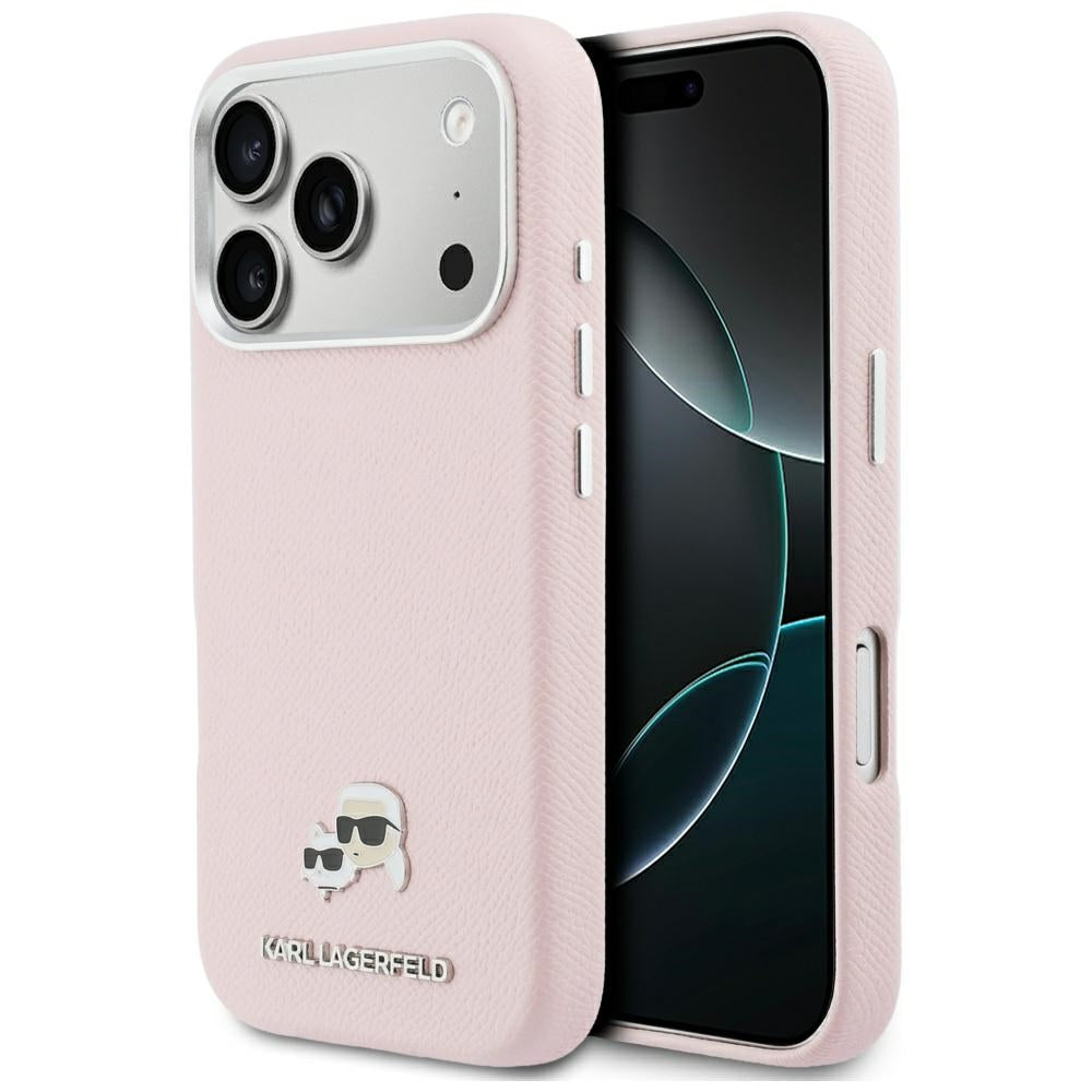 Husa MagSafe pentru Apple iPhone 17 Pro, Karl Lagerfeld, Karl & Choupette Head's Pin, Roz