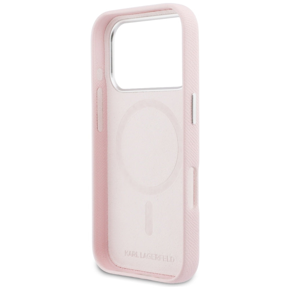 Husa MagSafe pentru Apple iPhone 17 Pro, Karl Lagerfeld, Karl & Choupette Head's Pin, Roz