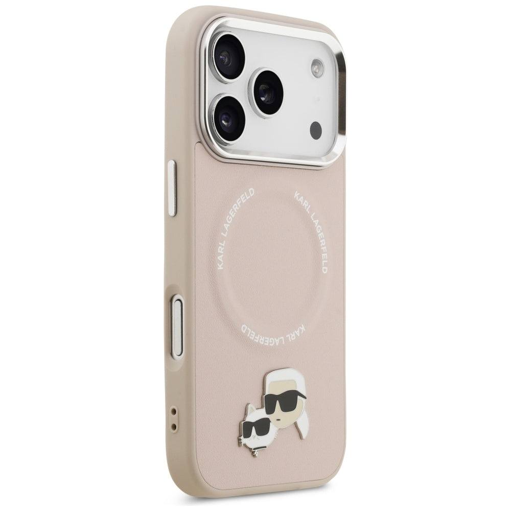 Husa MagSafe pentru Apple iPhone 17 Pro, Karl Lagerfeld, Karl & Choupette Pins, Roz