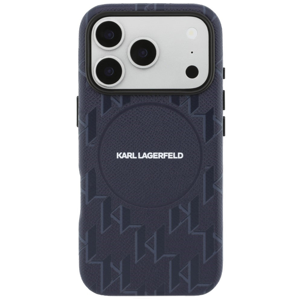 Husa MagSafe pentru Apple iPhone 17 Pro, Karl Lagerfeld, KL Monogram Logo, Albastra
