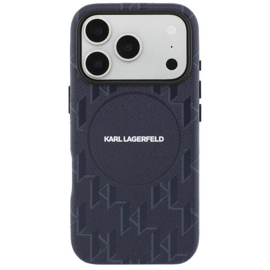 Husa MagSafe pentru Apple iPhone 17 Pro, Karl Lagerfeld, KL Monogram Logo, Albastra