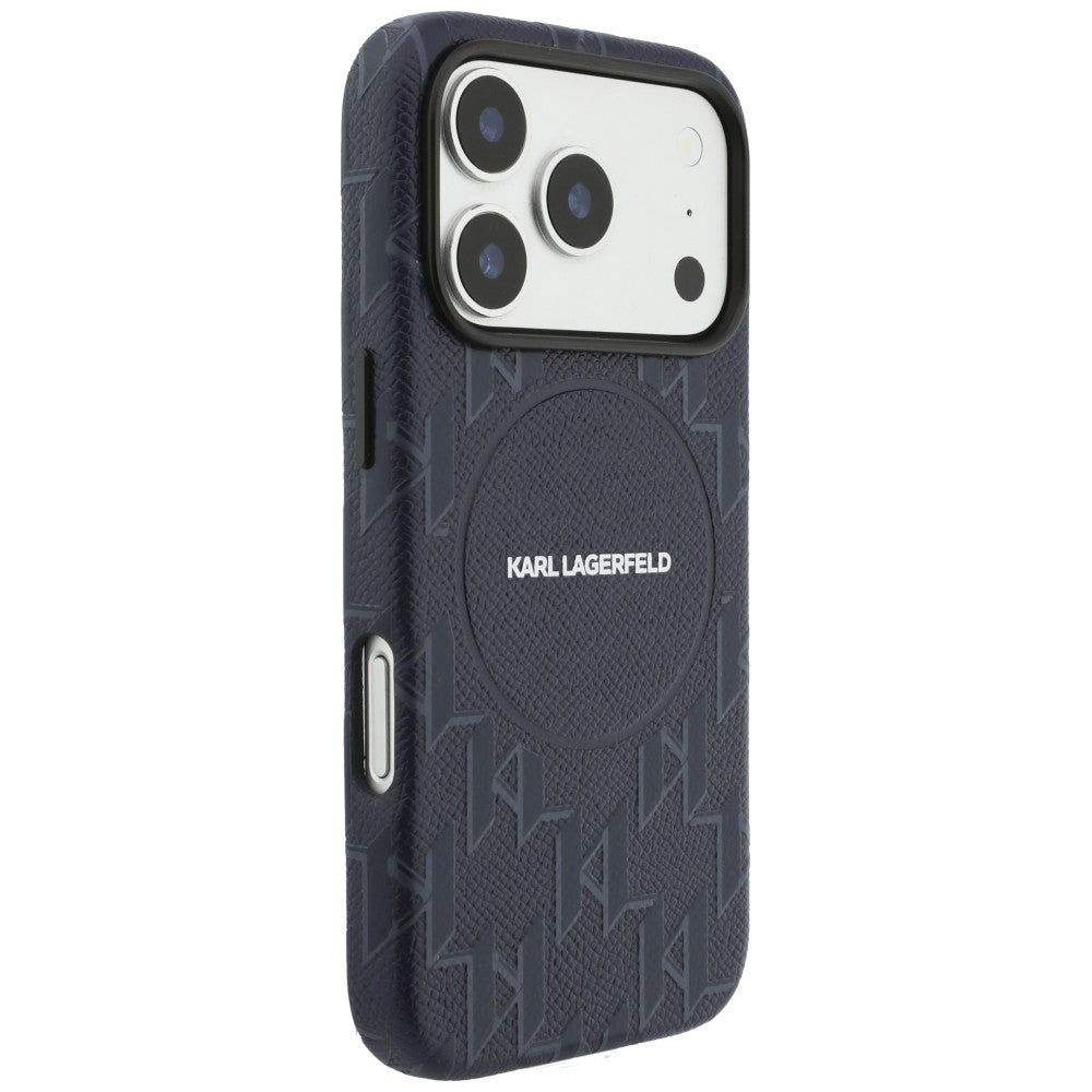 Husa MagSafe pentru Apple iPhone 17 Pro, Karl Lagerfeld, KL Monogram Logo, Albastra