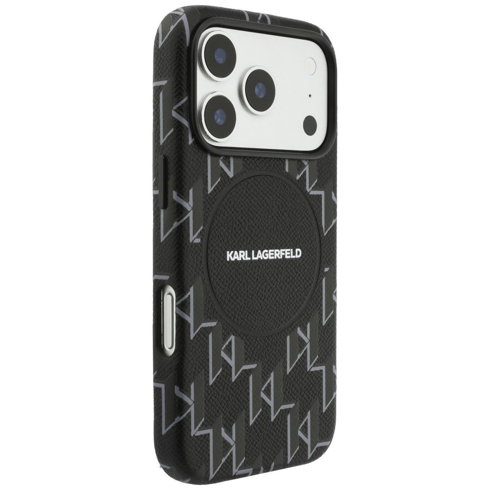 Husa MagSafe pentru Apple iPhone 17 Pro, Karl Lagerfeld, KL Monogram Logo, Neagra