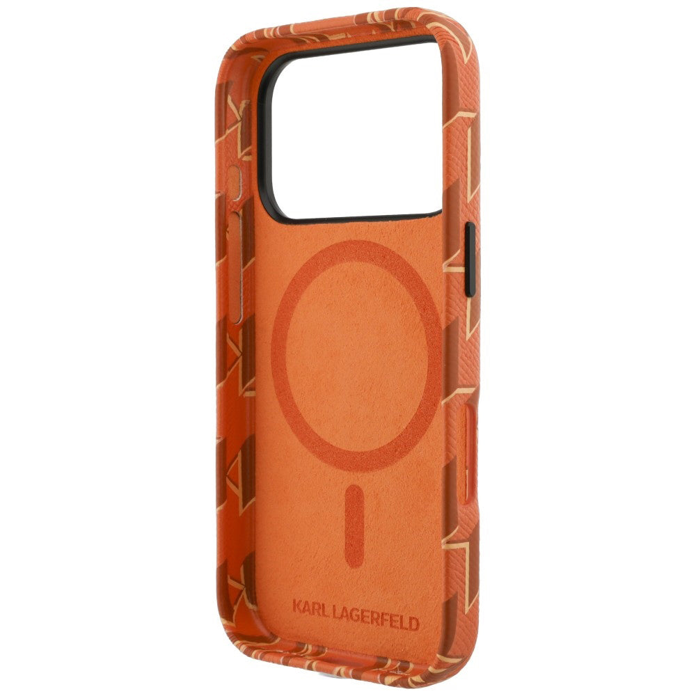Husa MagSafe pentru Apple iPhone 17 Pro, Karl Lagerfeld, KL Monogram Logo, Portocalie
