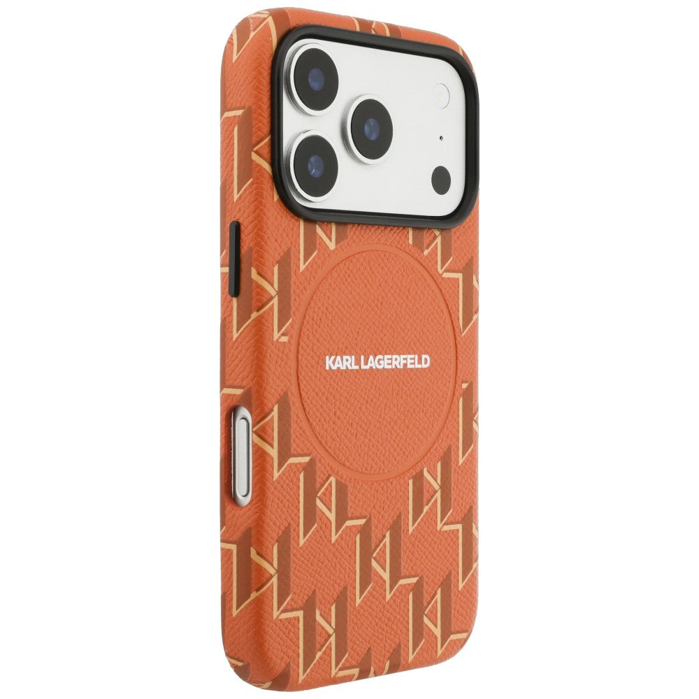 Husa MagSafe pentru Apple iPhone 17 Pro, Karl Lagerfeld, KL Monogram Logo, Portocalie