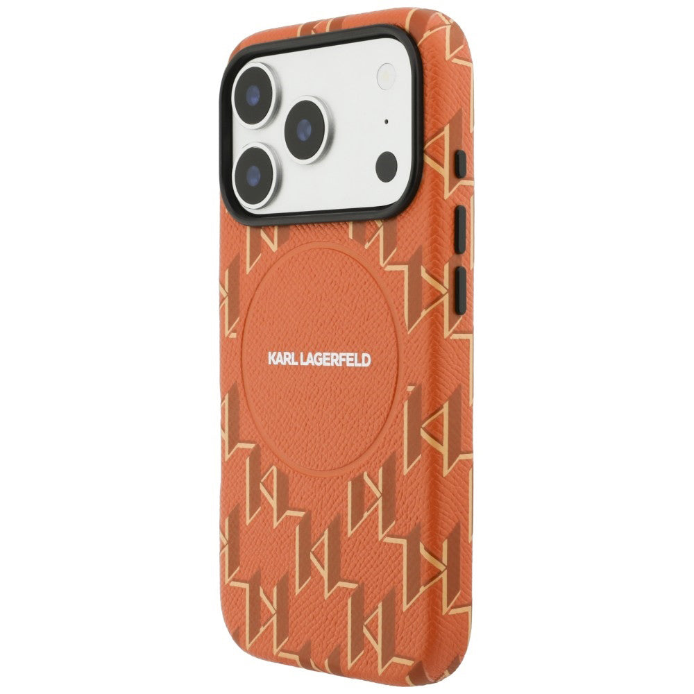 Husa MagSafe pentru Apple iPhone 17 Pro, Karl Lagerfeld, KL Monogram Logo, Portocalie