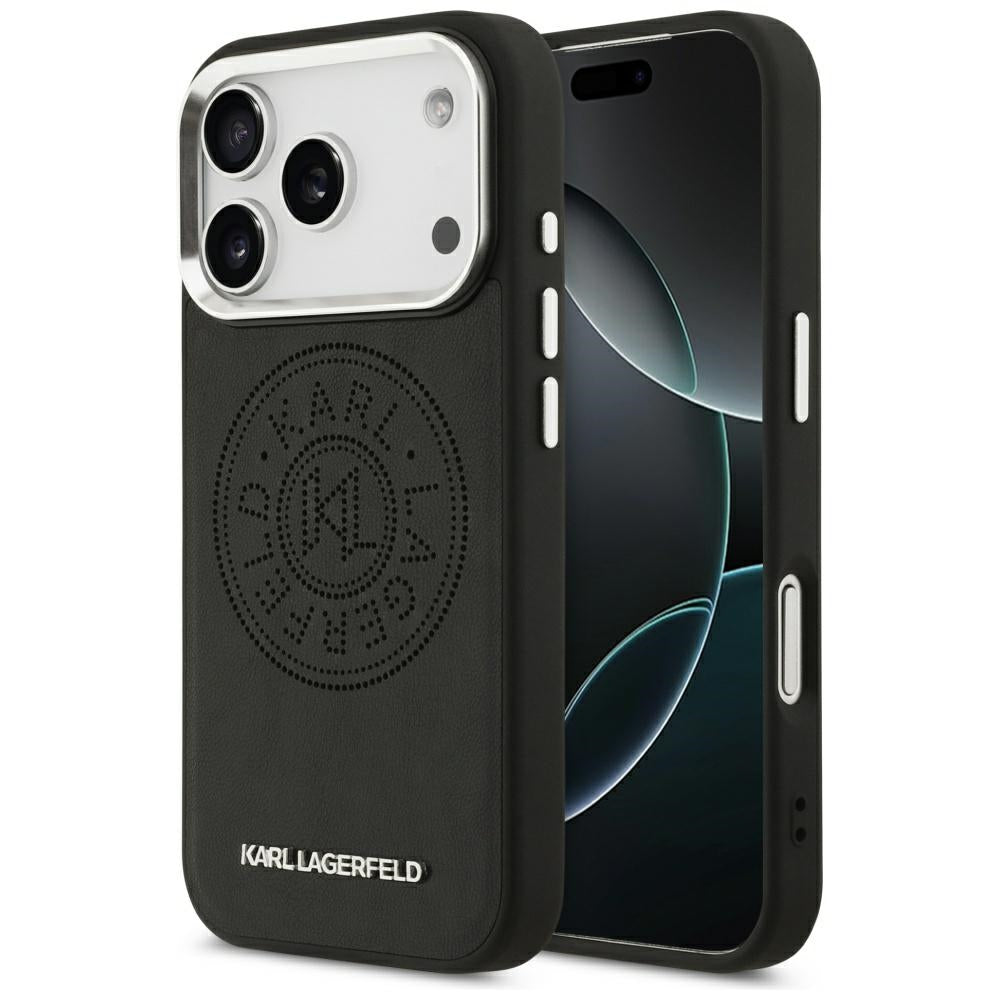 Husa MagSafe pentru Apple iPhone 17 Pro, Karl Lagerfeld, Point & Metal Logo, Neagra