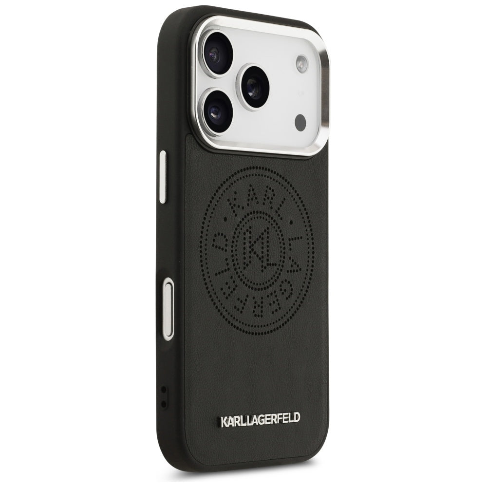 Husa MagSafe pentru Apple iPhone 17 Pro, Karl Lagerfeld, Point & Metal Logo, Neagra
