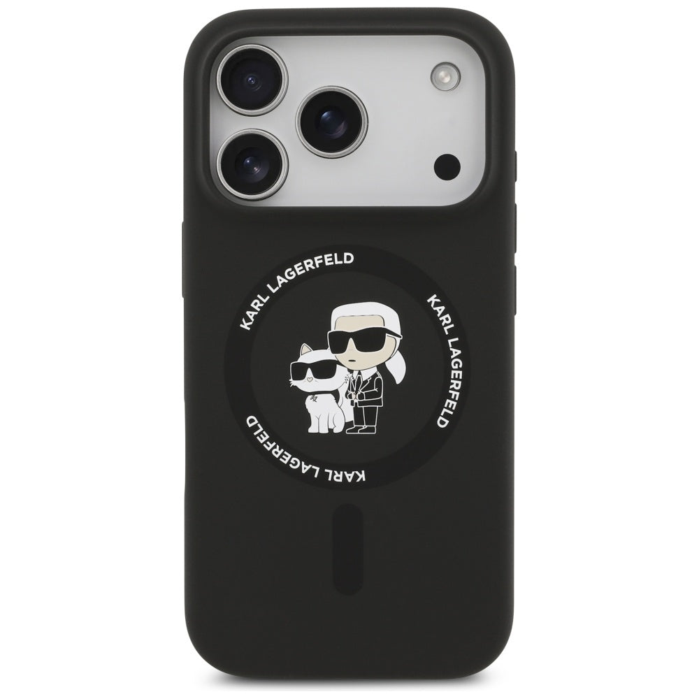 Husa MagSafe pentru Apple iPhone 17 Pro, Karl Lagerfeld, Ring Karl & Choupette, Neagra